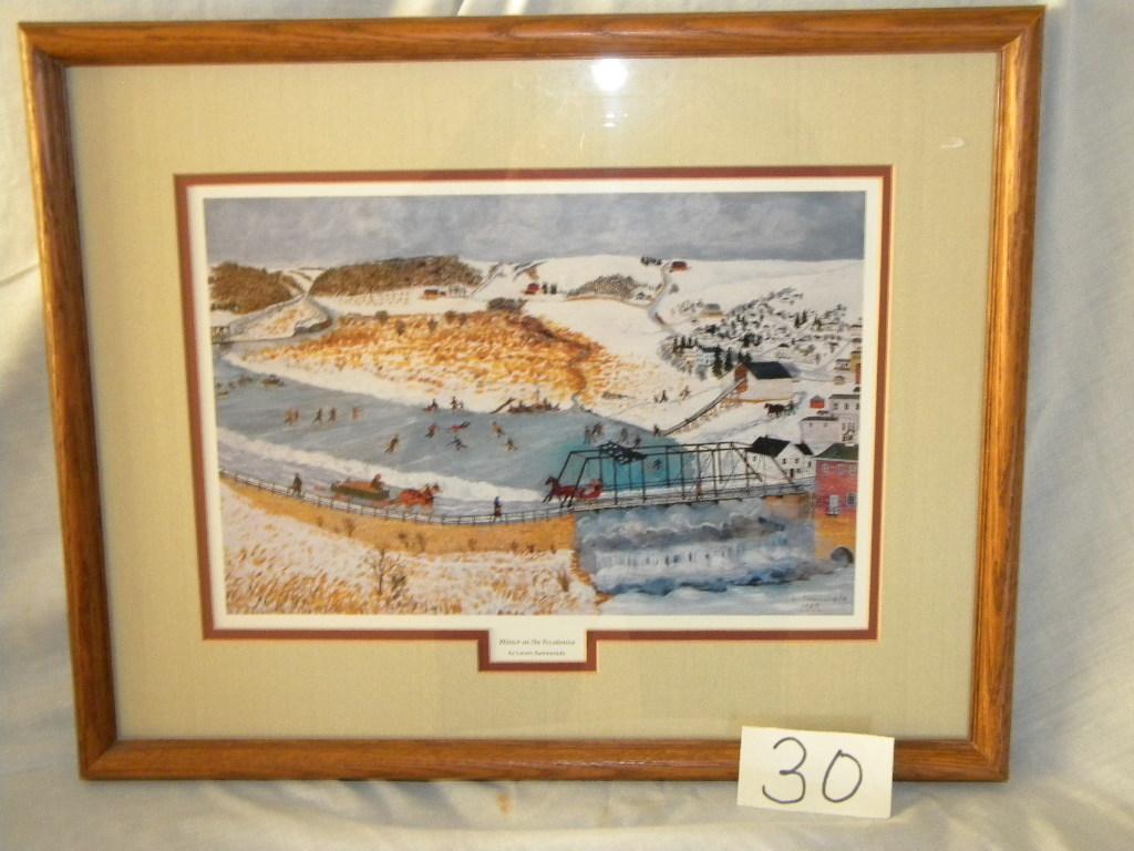 Framed/matted Print, "winter On The Pecatonica", By Lavern Kammerude", 1989