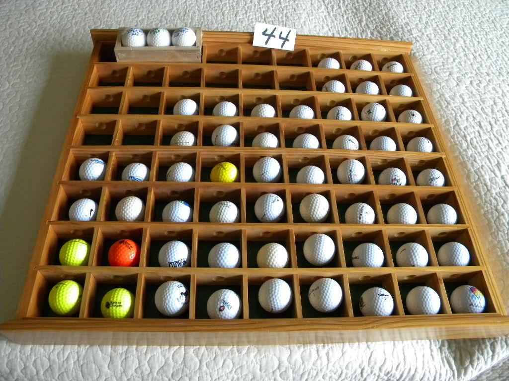 Golf Balls From Over 60 Courses W/sectioned Display Case Wo/cover.