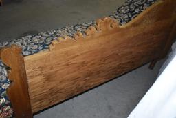 Fainting Couch, Oak Trim, Fabric Cover. 30"h X 67"l X 23"w.