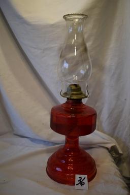 Pair (2) Oil Lamps, W/chimney, Both 18"h.