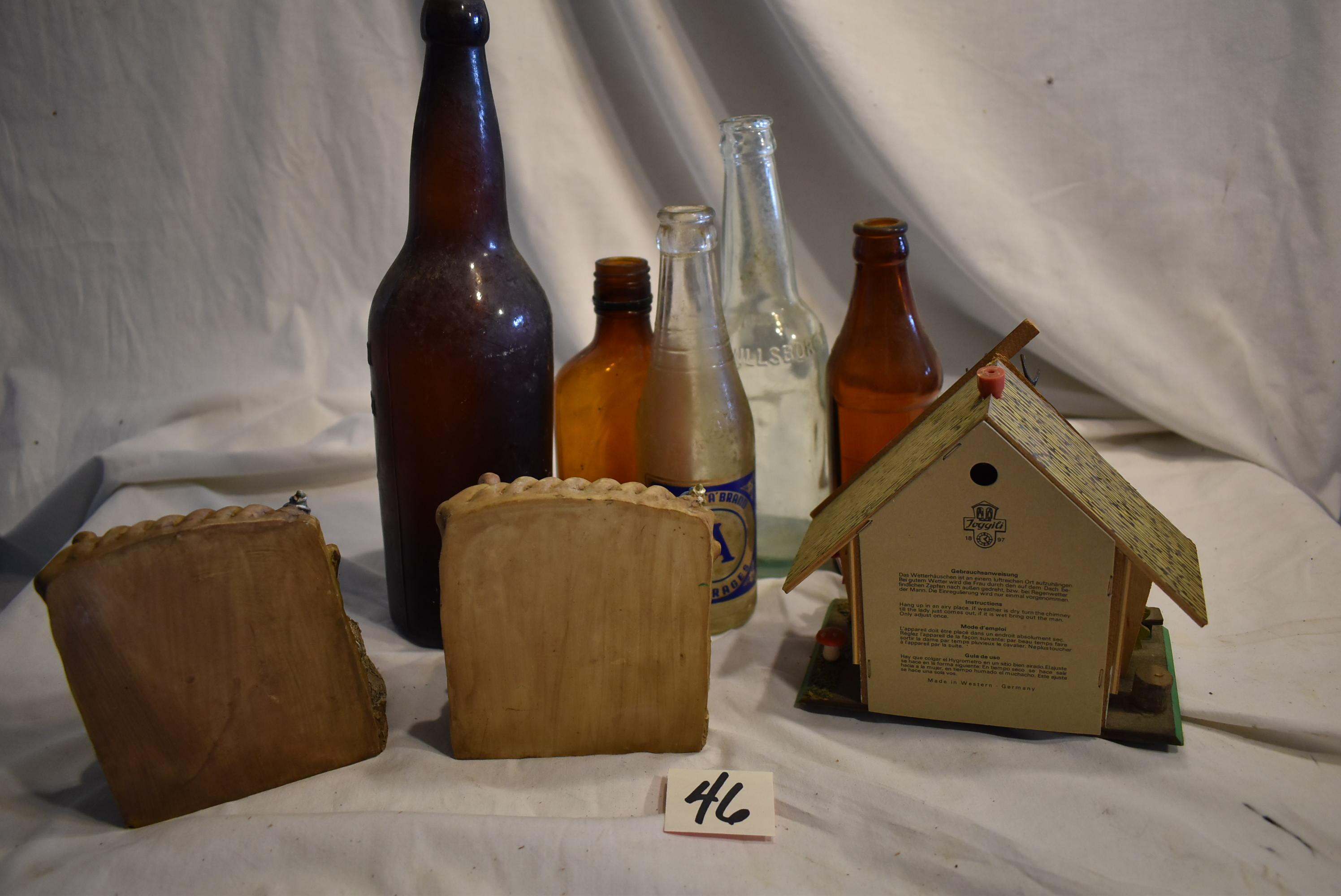 Old Medical Bottles, (3); Hillsboro Brewery Bottle; Weather House.