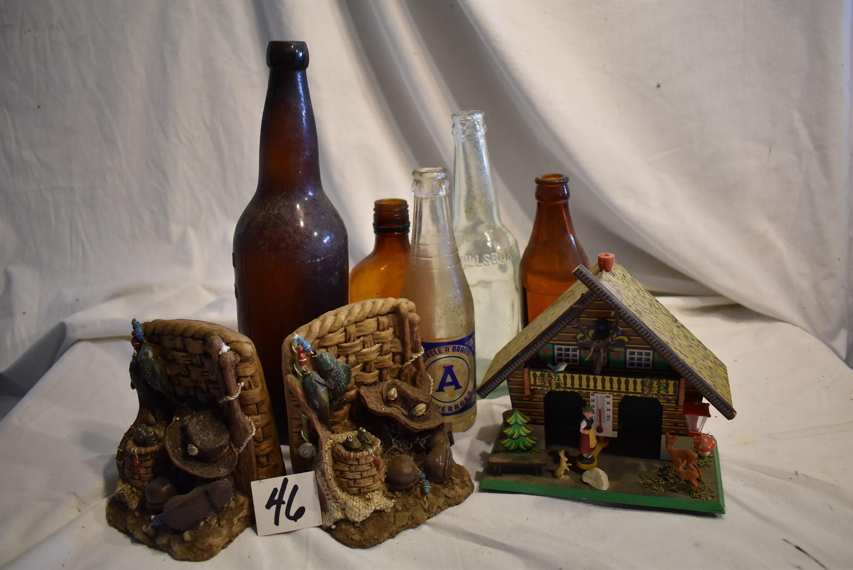 Old Medical Bottles, (3); Hillsboro Brewery Bottle; Weather House.