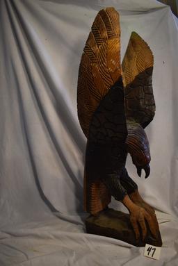 Hand Carved Eagle, Wood, 27"h.