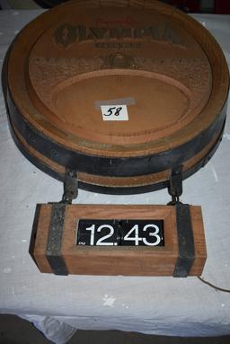 Olympia Barrel Electrical Clock, 16 1/2" (not Tested)