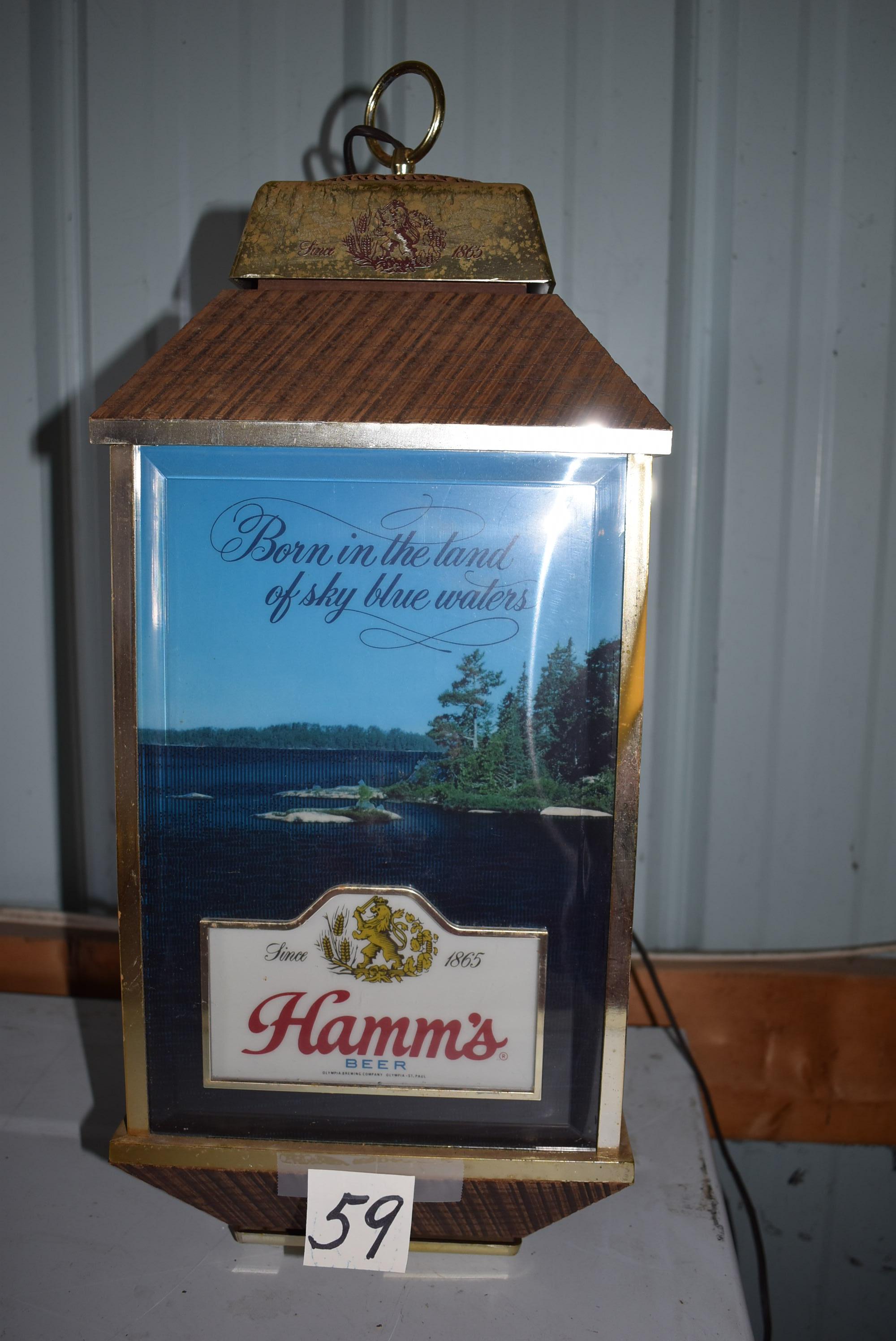 Hamm's Hanging Beer Light, 23"h, (needs Bulb).