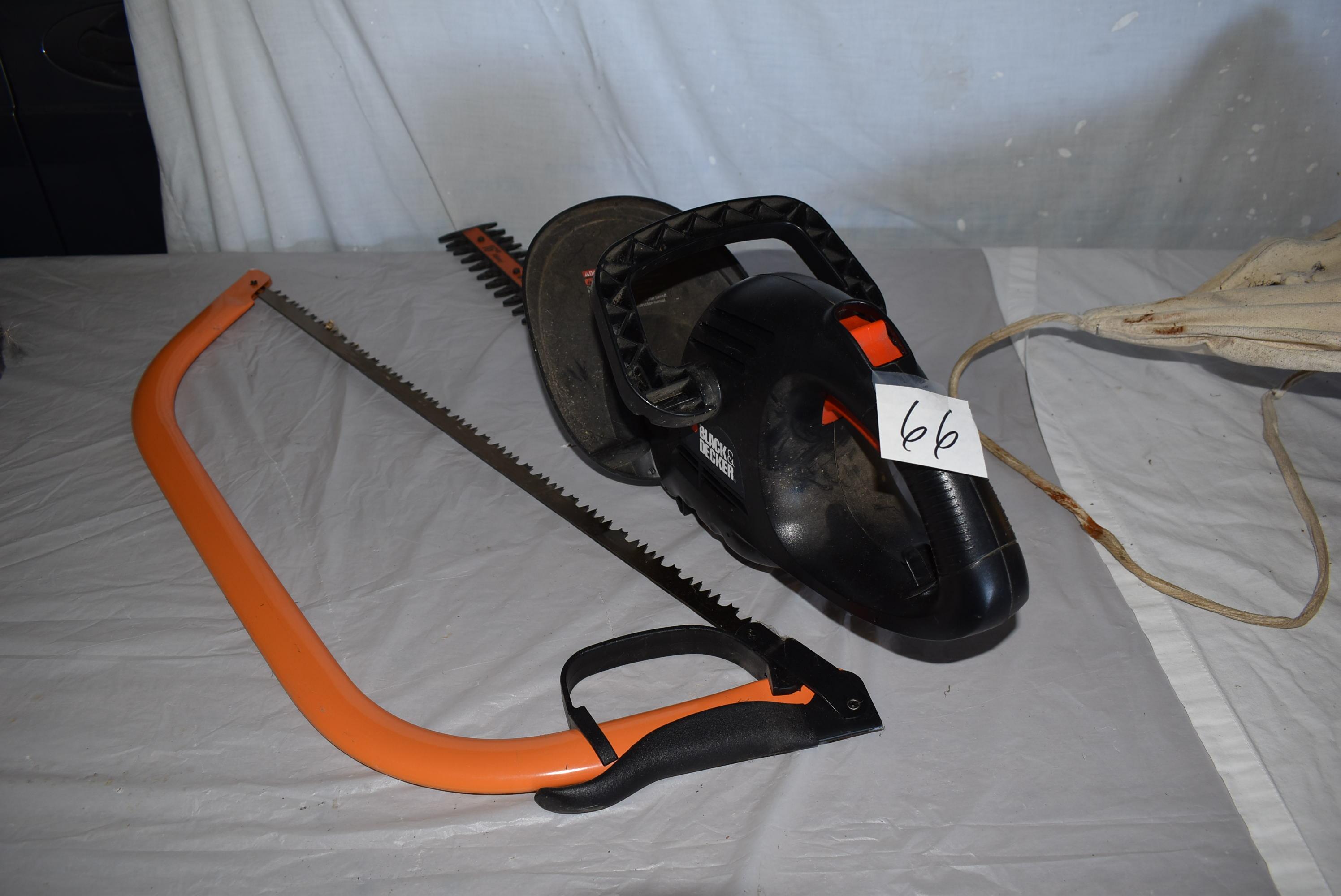 Black And Decker 16" Elect, Hedge Trimmer; Truper Limb Saw.