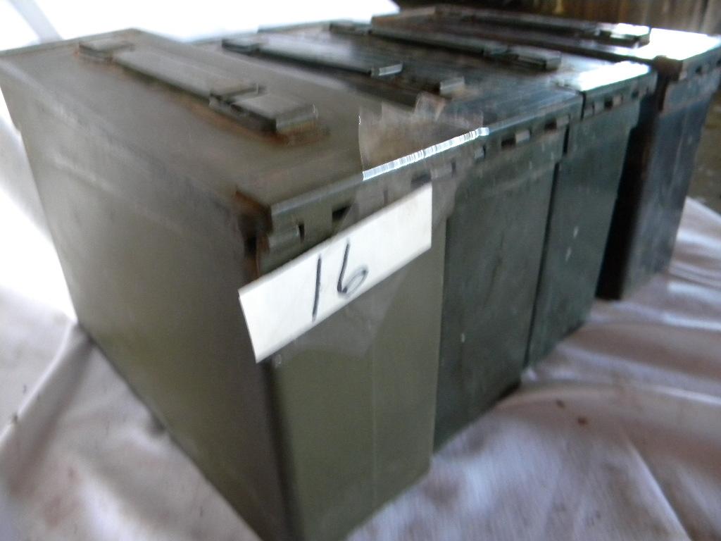 Four (4) Empty Steel Shell Containers, 7.62mm. M82