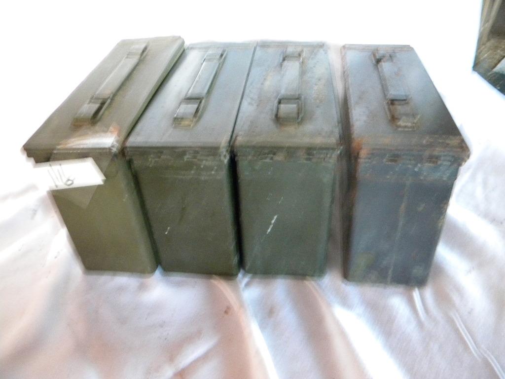 Four (4) Empty Steel Shell Containers, 7.62mm. M82