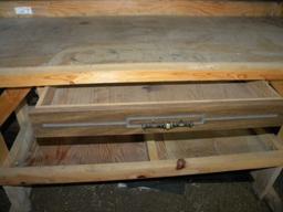 Wood Tool Bench W/ Drawer. 3ft H X 5 Ftw X 24"d