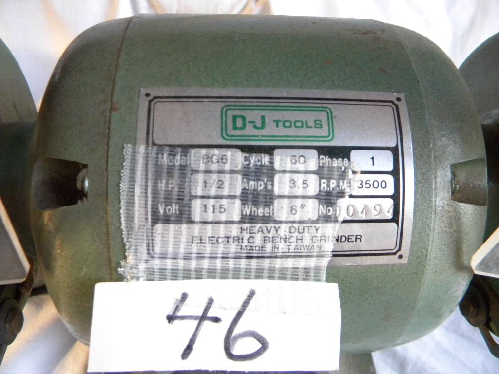 D.J. Tools, Heavy Duty Bench Grinder, 1/2 Hp. 110 V. Model Bg6