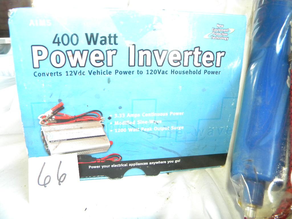 Power "aim" Inverter; Camping Light; Pair Tire Pumps; Can Crusher