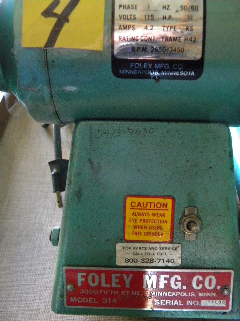 Foley Saw Blade Grinder, Model 314 W/instructional Manual.