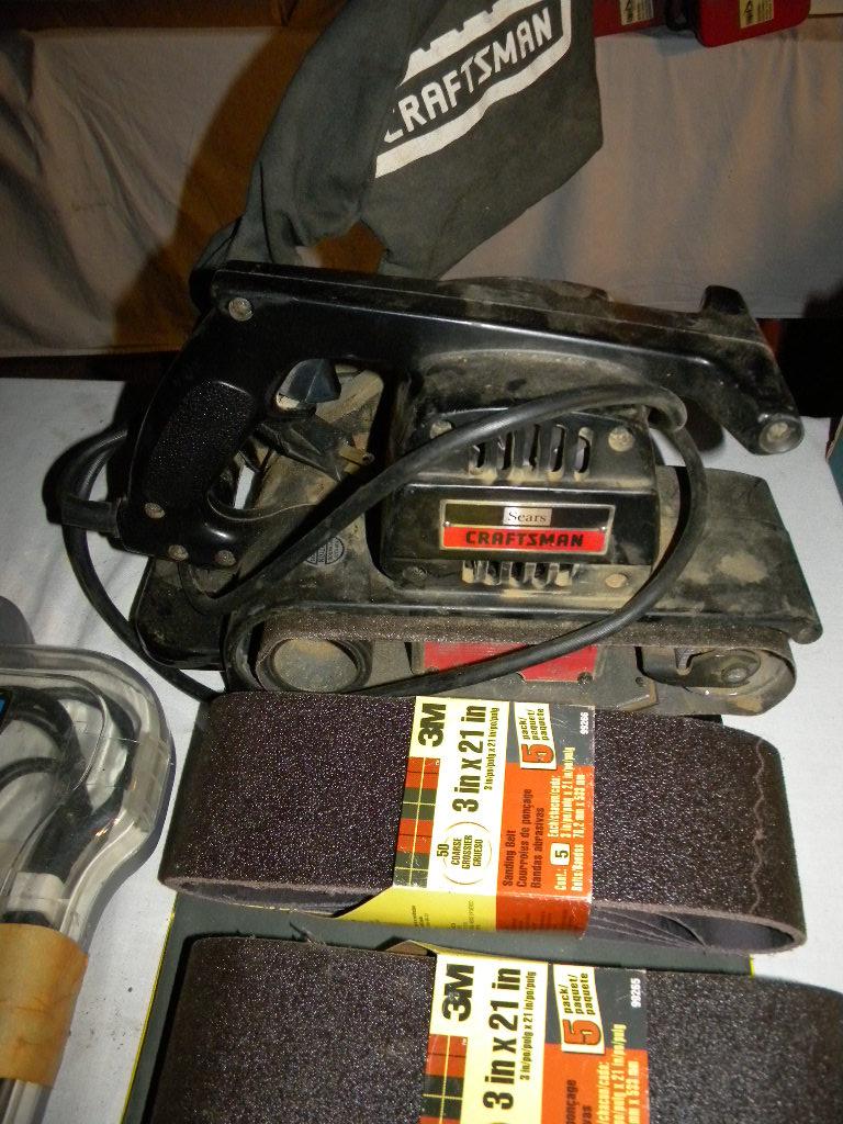 shop Equpt.=220 Piece Trade Craft Rotary Tool; Craftsman Belt Sander W/3"sand Paper.