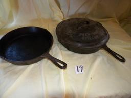 Griswold #9 Fry Pan W/lid; Metal # 8 Fry Pan.