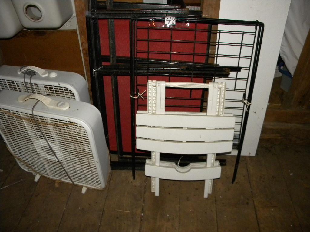 Pair Of Square Floor Fans;4 Shelf Shelving Unit.