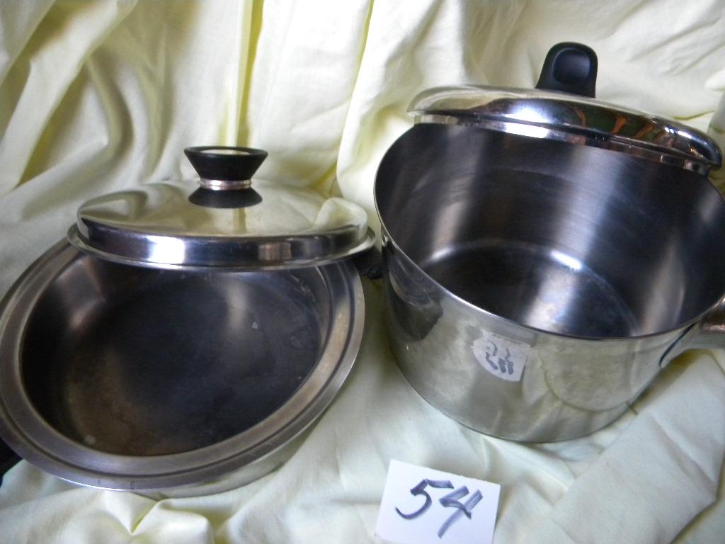 Four Piece Stainless Pans W/lids; Weaver Non-stick Pans W/lids.