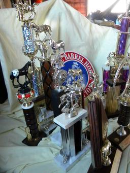 National Horse Association Barrell Trophies (15); 2 Bowling Trophies.