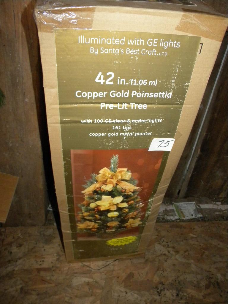 Poinsettia , Metal Plated, 42" , In Original Box.