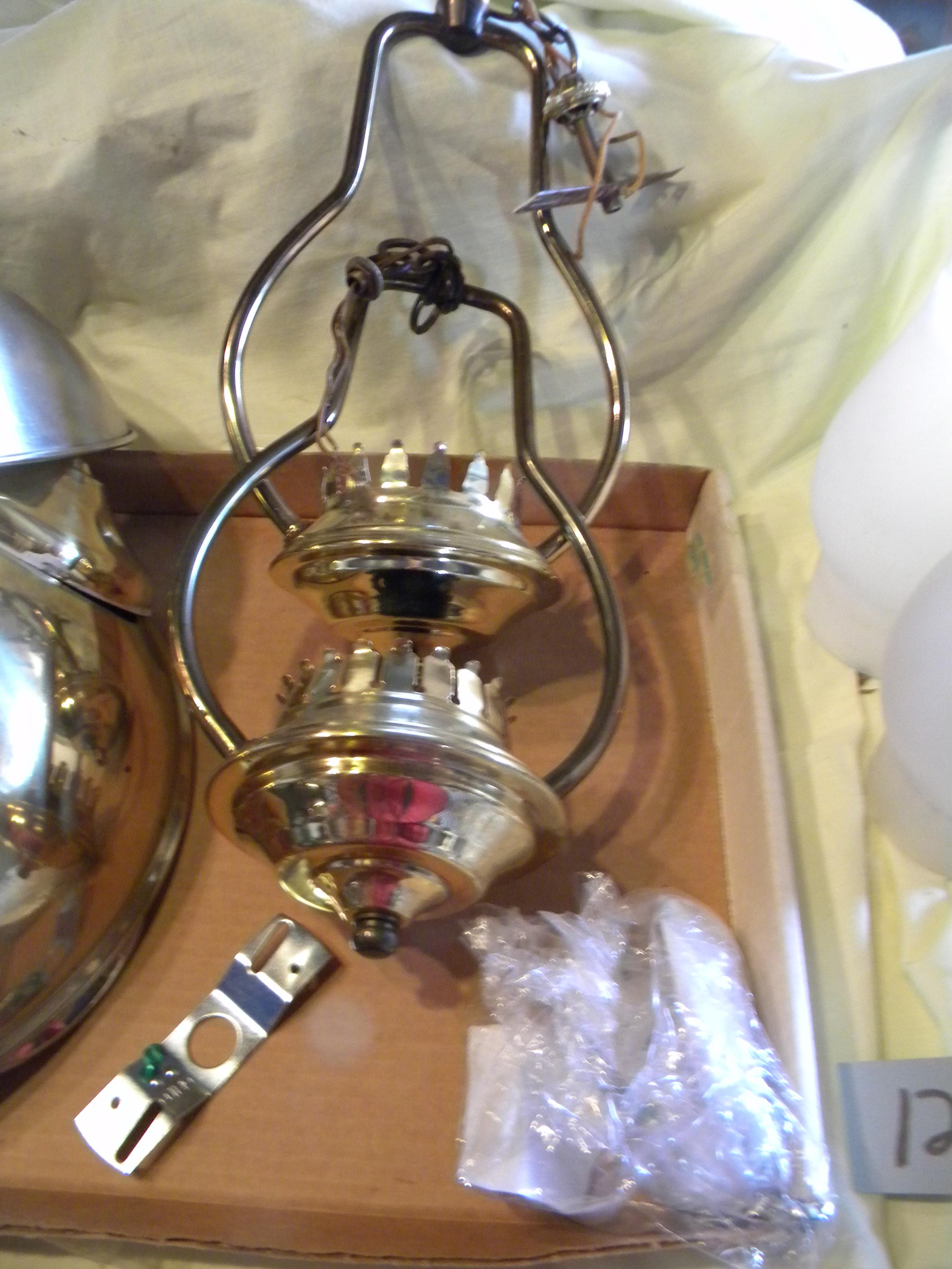 Pair Of Hanging Interior Lights With Shades; Teakettle.