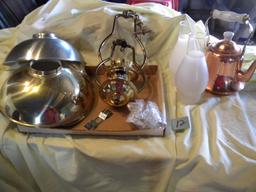 Pair Of Hanging Interior Lights With Shades; Teakettle.