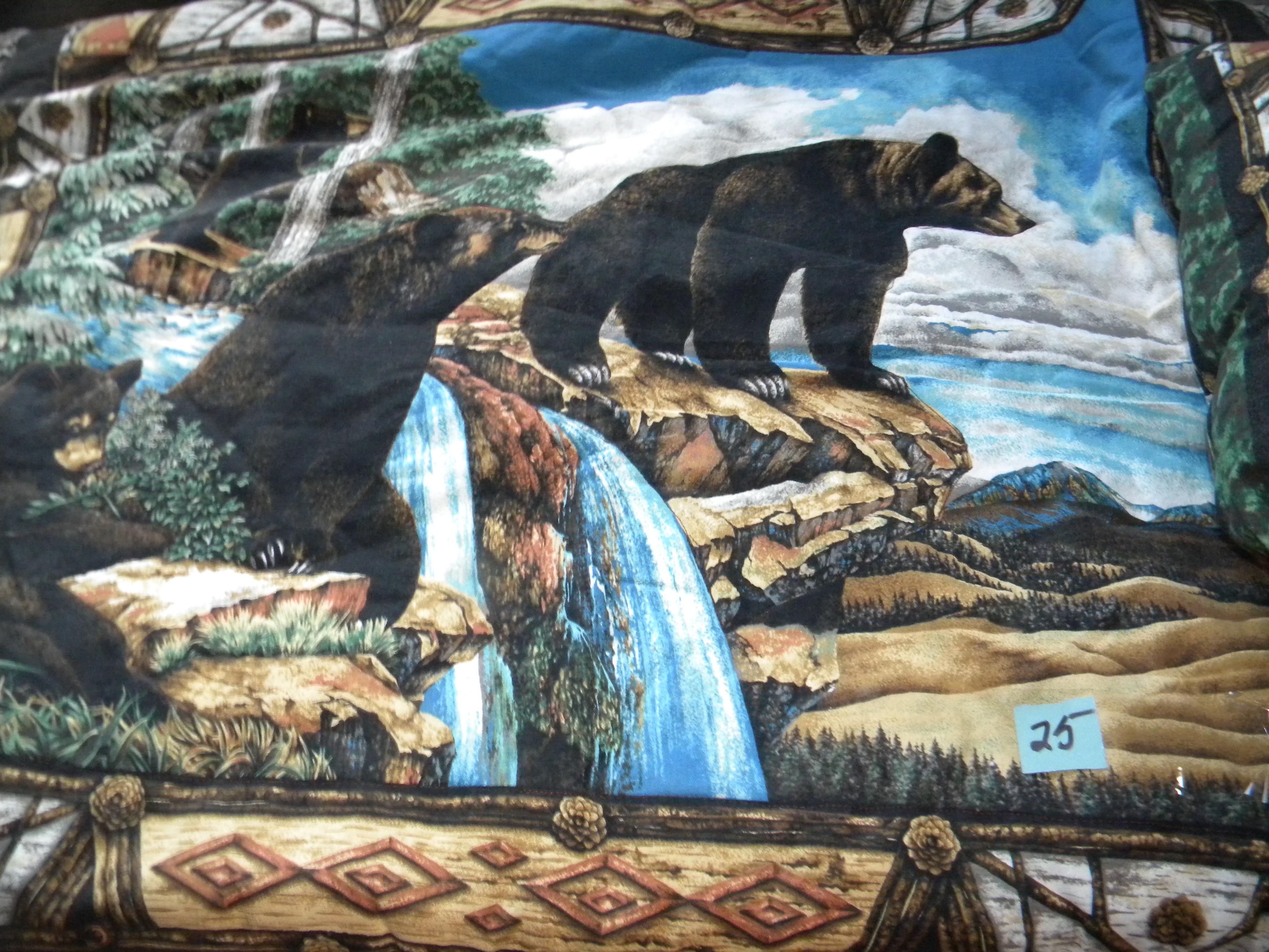 Bear Quilt W/matching Throw Pillow, 80"w X 90"l.