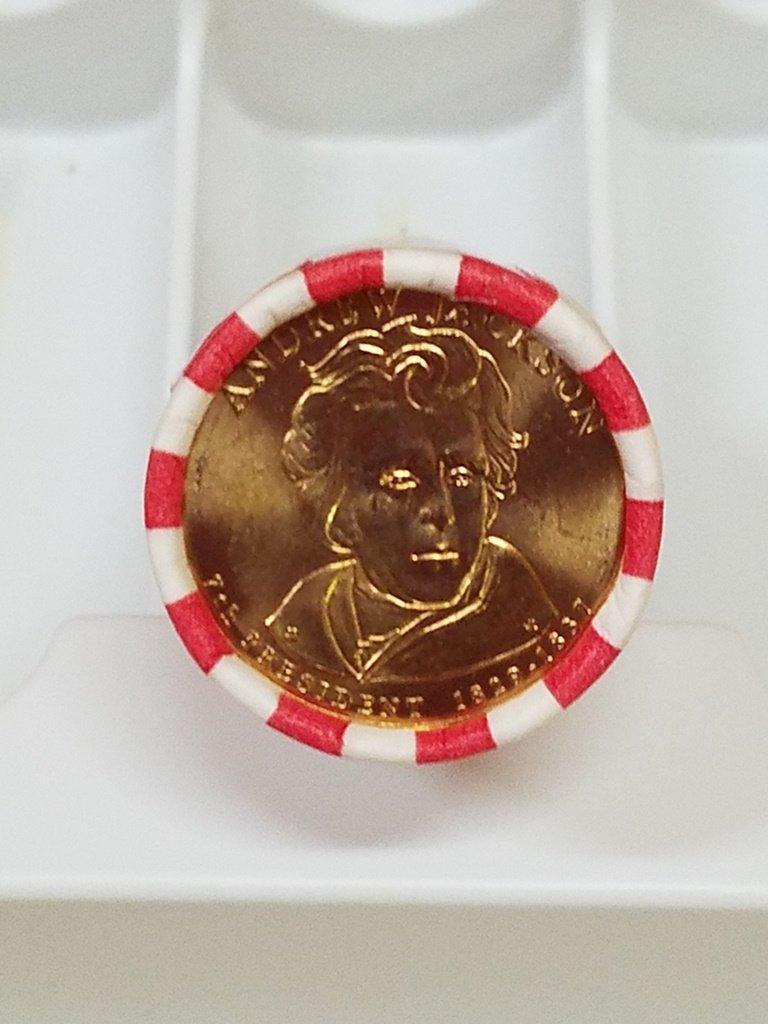 $25 Roll Of $1 Gold Plated Andrew Jackson Coins