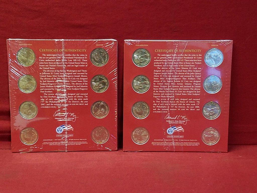 2007 & 2008 U.S Mint Presidential UNC $1 Coin