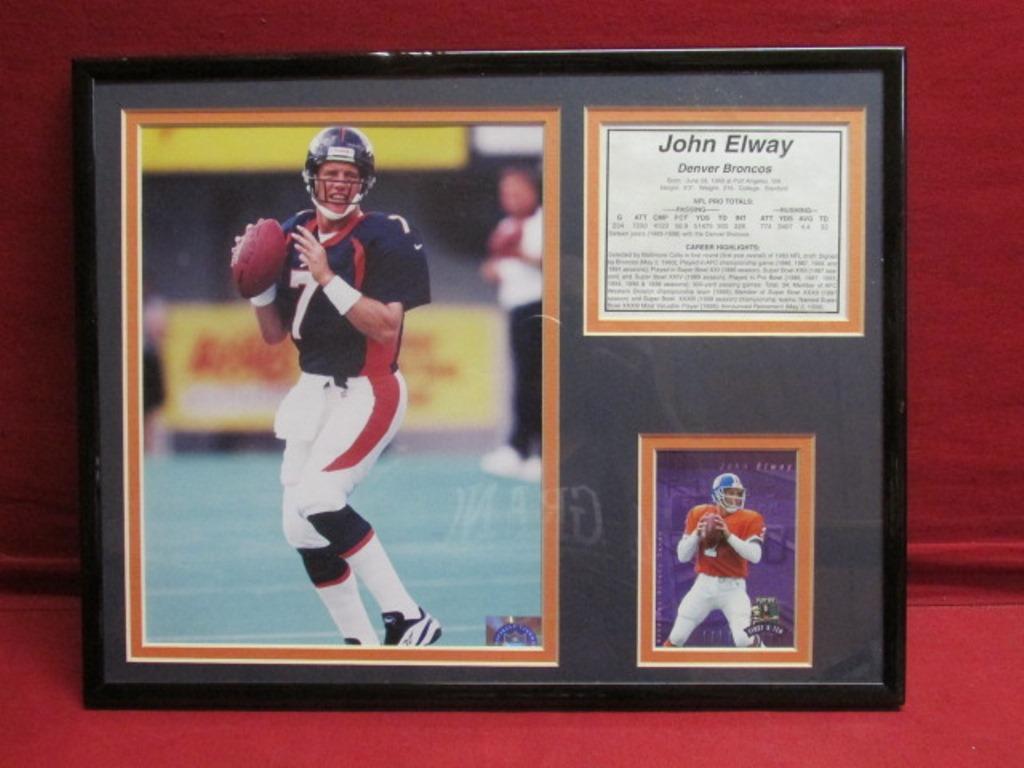 John Elway Denver Broncos Picture & Card In Frame
