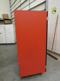 Red cabinet on casters w/rest mats