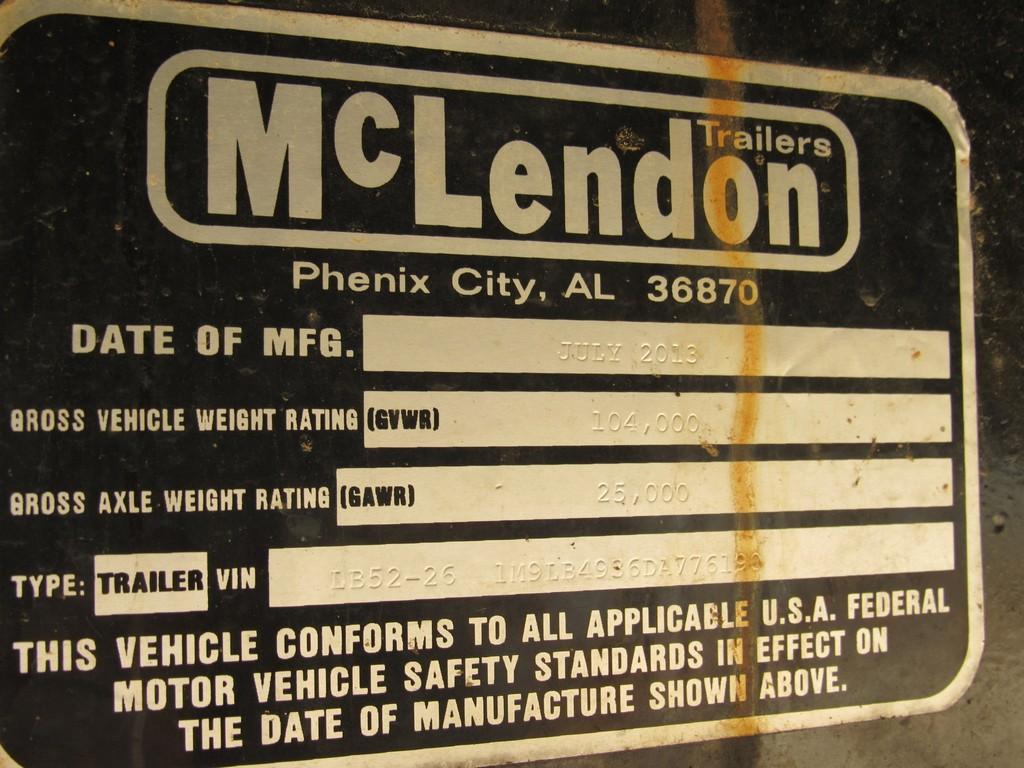 2013 McLendon LB52-26 drop deck lowboy trailer