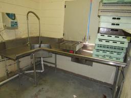 Stainless steel commercial dishwashing station