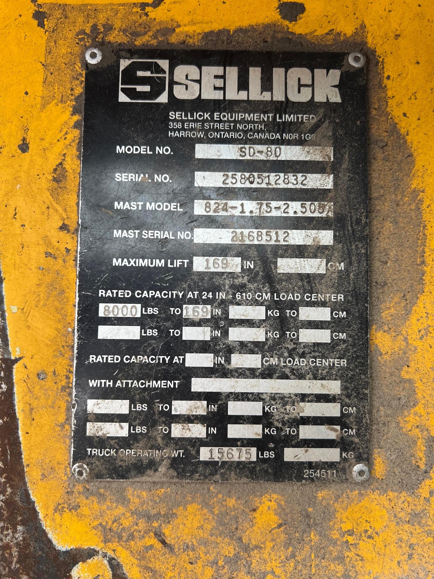Sellick SD-80 Rough Terrain Forklift