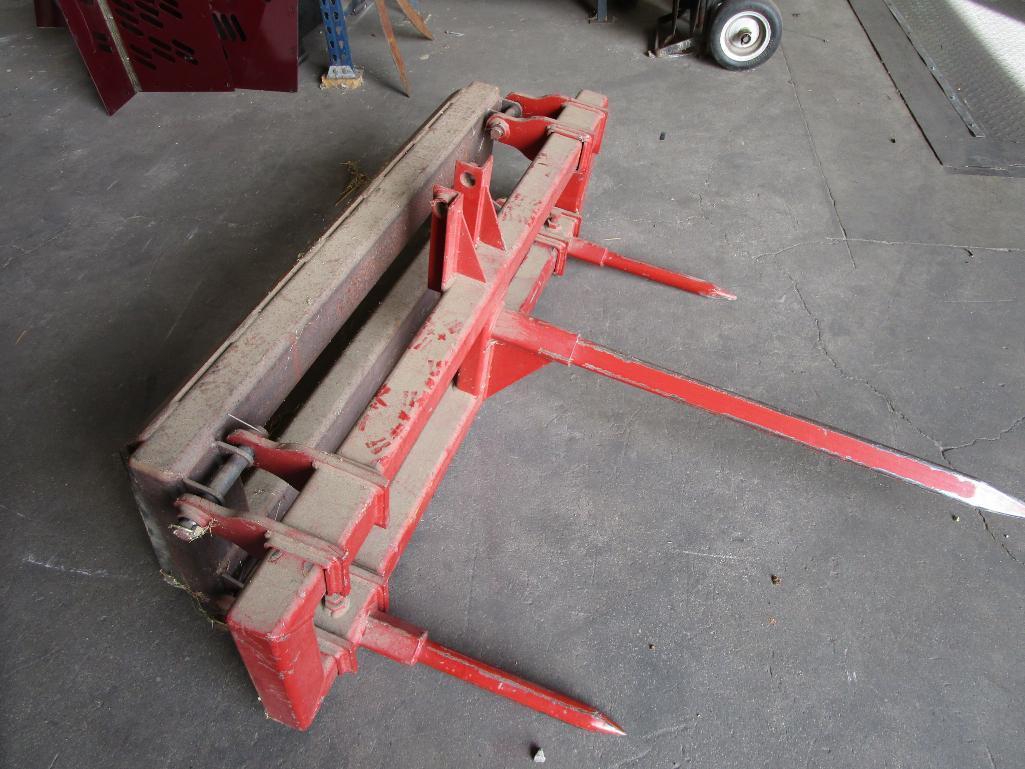 Combination 3 point hydraulic or skid steer bale fork (shop built)