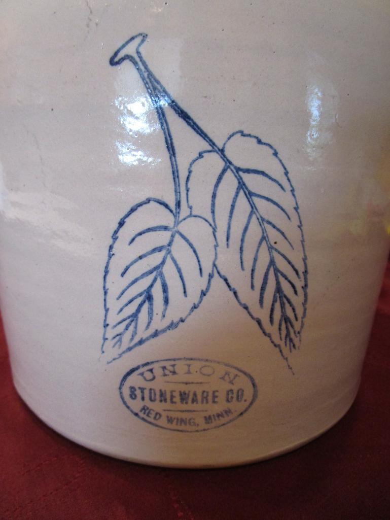 3 gal. Birch leaf Shoulder jug. (lip chip)