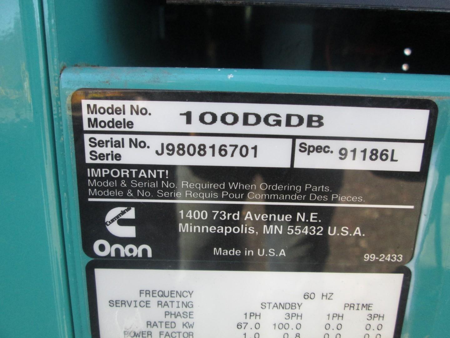 Onan 100KW Generator