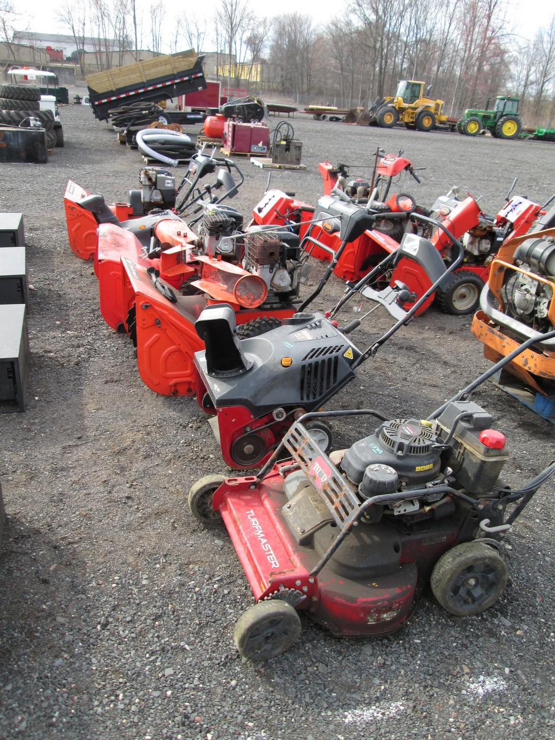 Quantity of (5) Snow Blowers, (1) Push Mower