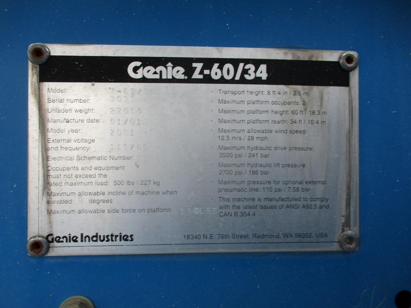 2001 Genie Z-60/34 Boom Lift