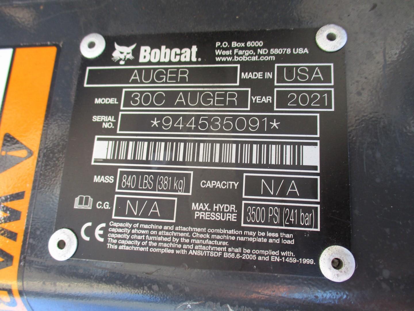 2021 Bobcat 30C Auger