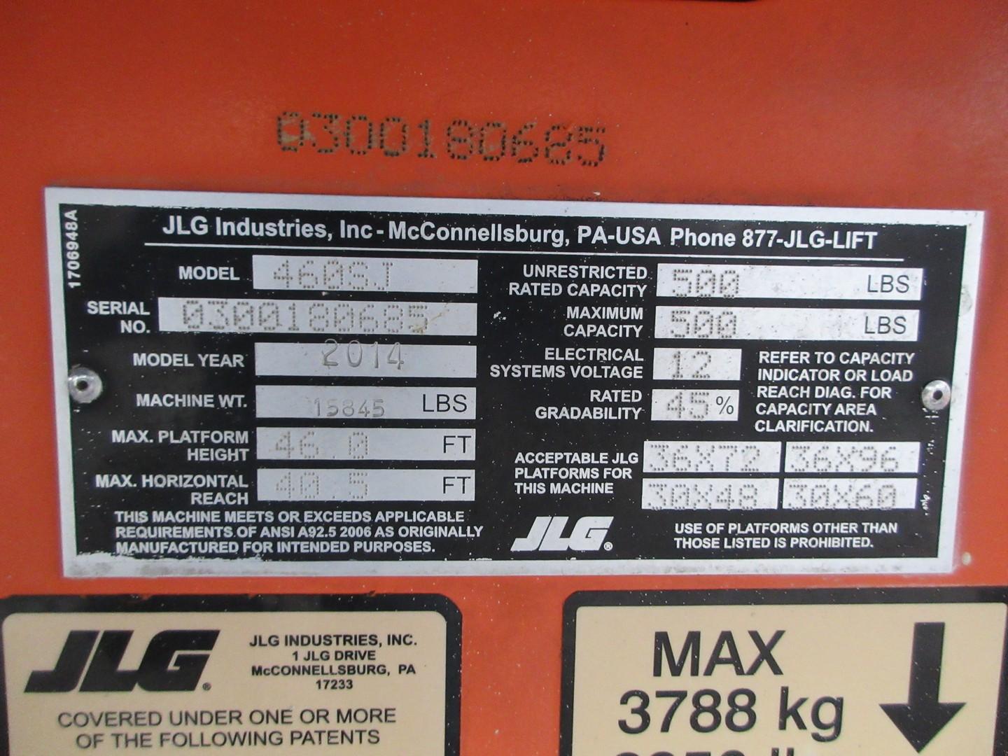 2014 JLG 460SJ Boom Lift