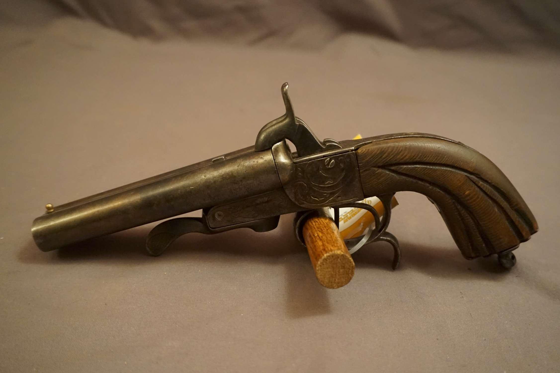 Platton Asietienne French Double Bbl Pin Fire Pistol