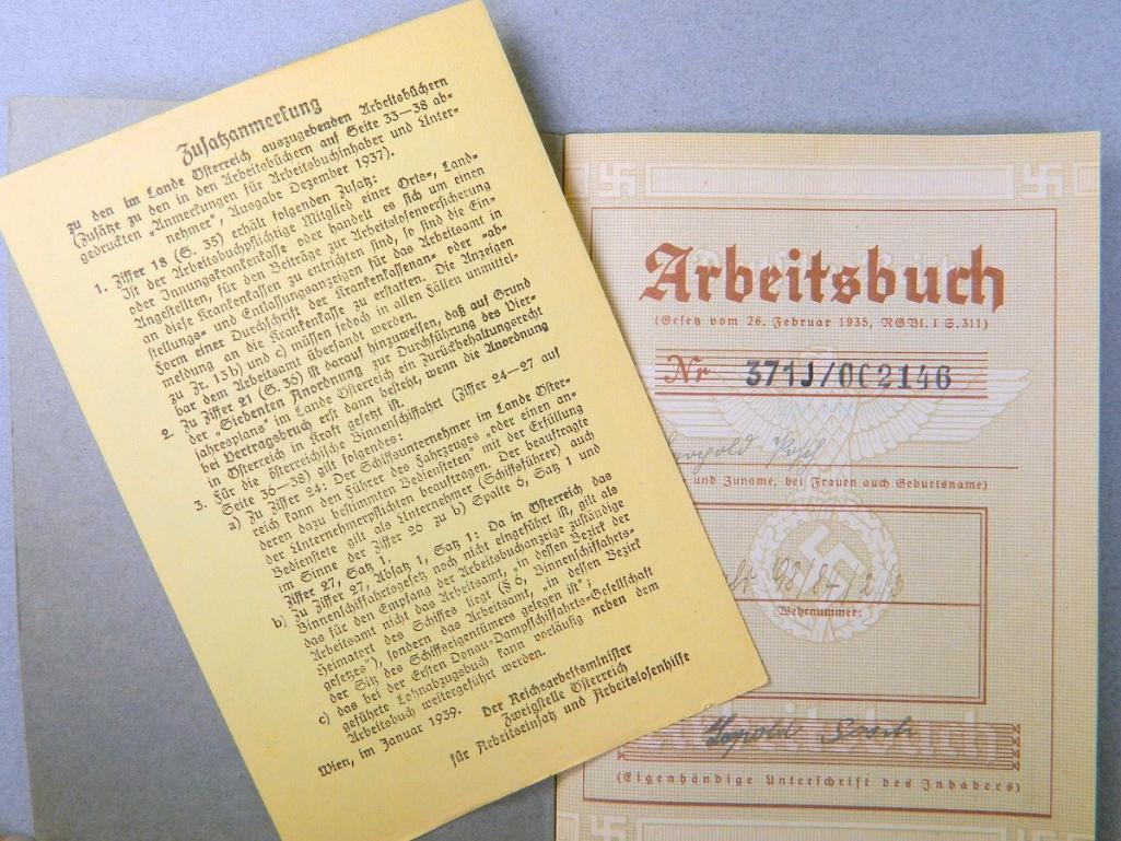 WWII German Deutsches Reich Arbeitsbuch Book