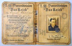 Nazi German Waffen SS Panzer Soldier ID Booklet