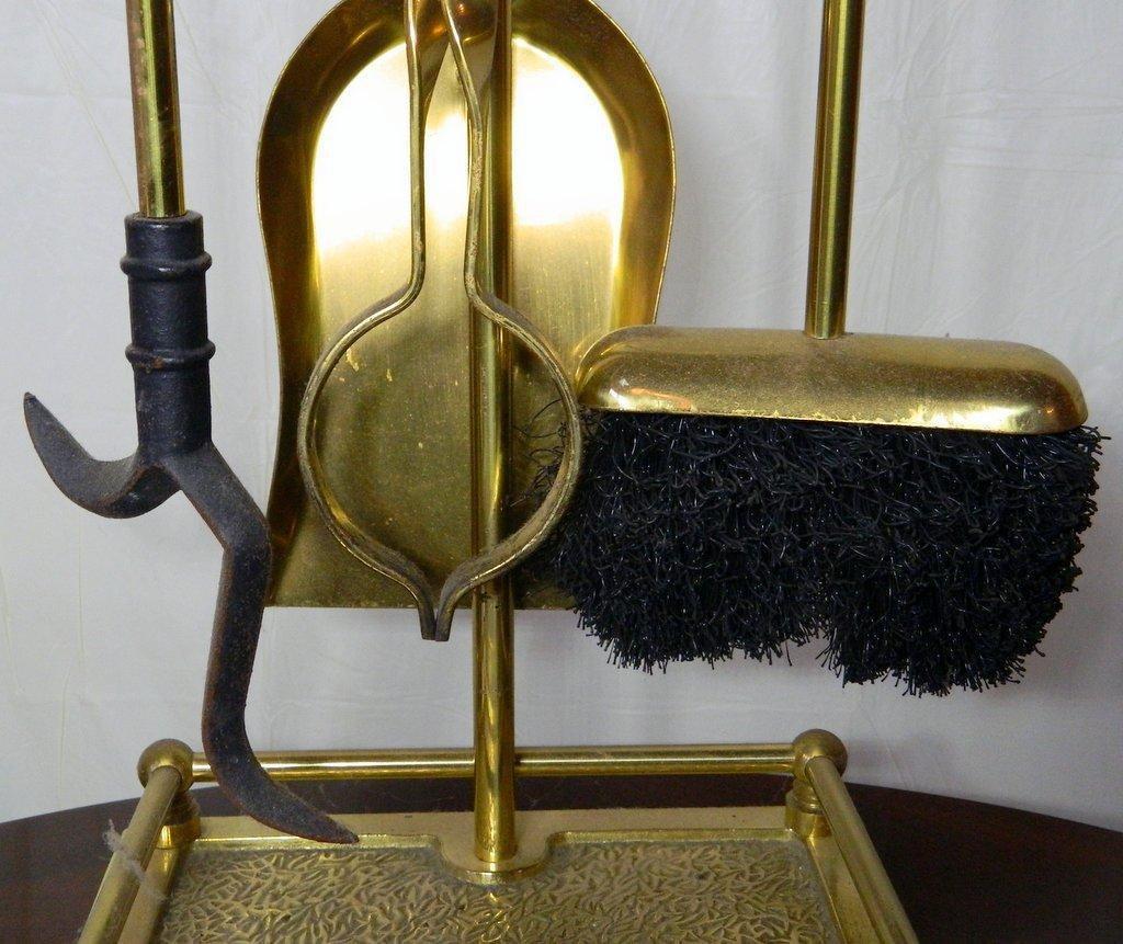 Large Grouping of Decorative Items, Including Brass Fireplace Tools and Scale