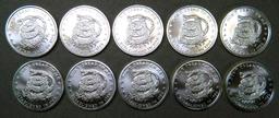 Ten (10) 1 Troy Ounce .999 Fine Silver Round "Don't Tread on Me" Coins