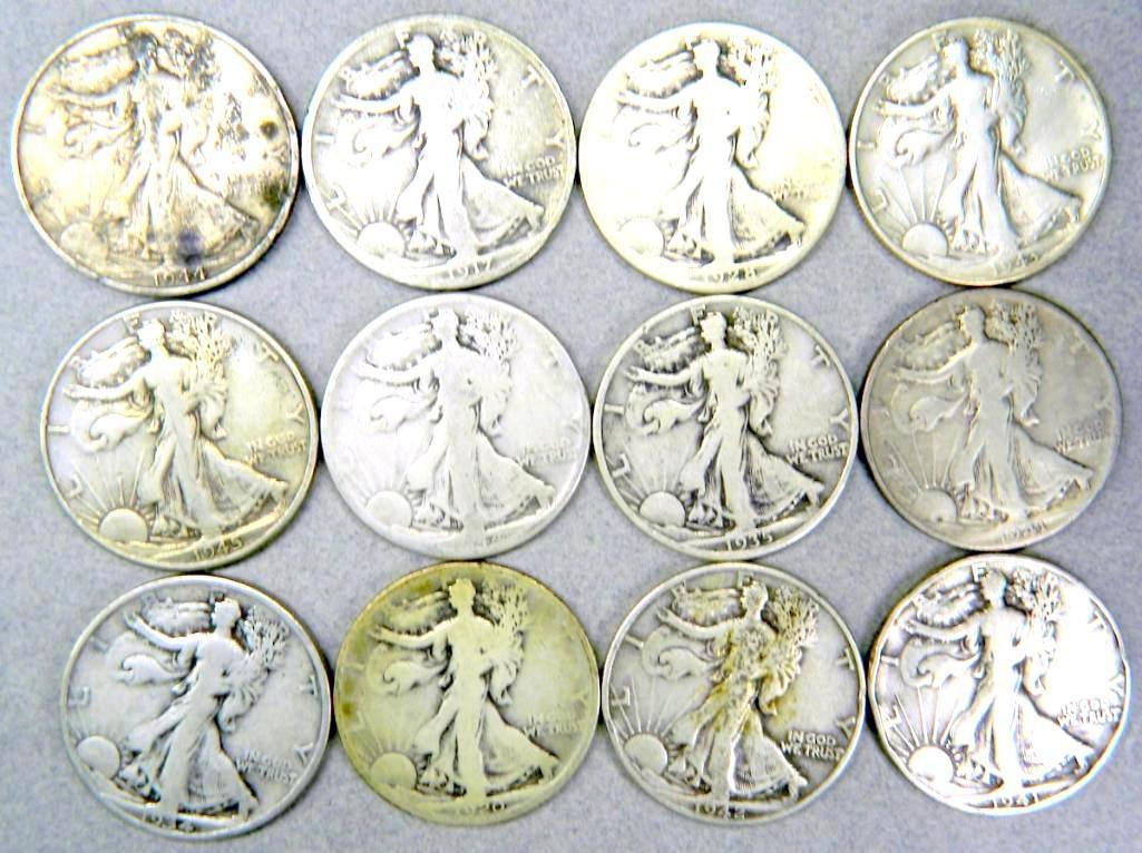 Dozen (12) U.S. Walking Liberty Half Dollar Coins