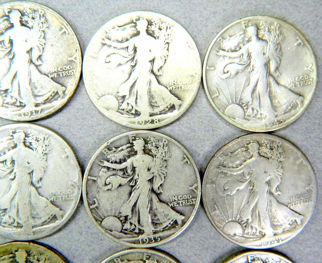 Dozen (12) U.S. Walking Liberty Half Dollar Coins