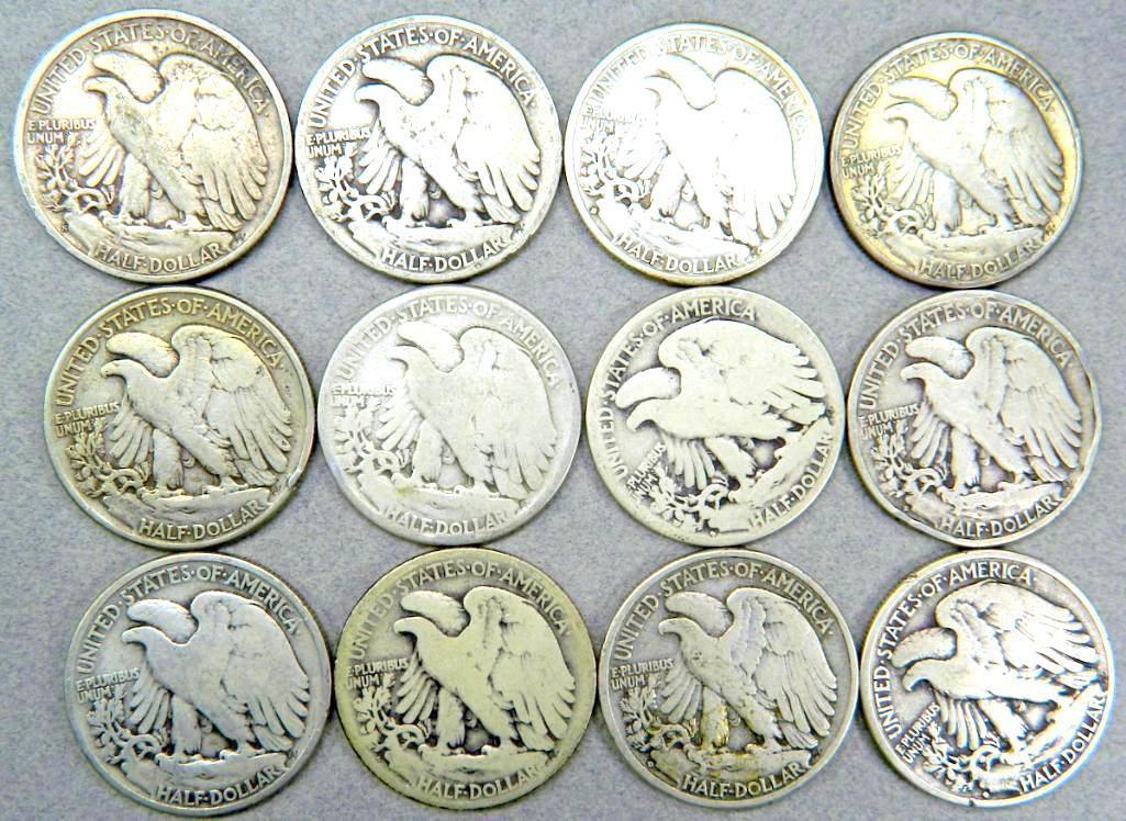 Dozen (12) U.S. Walking Liberty Half Dollar Coins