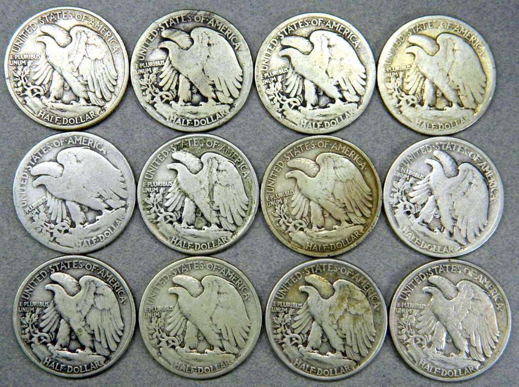 Dozen (12) U.S. Walking Liberty Half Dollar Coins