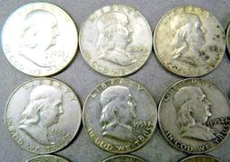 Thirty (30) Benjamin Franklin Half Dollar Coins