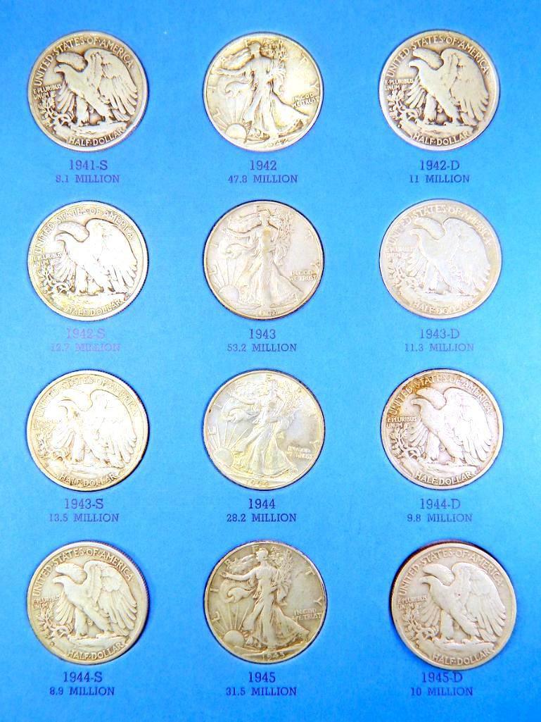 Liberty Standing Half Dollar Collection Folder 1937-1947